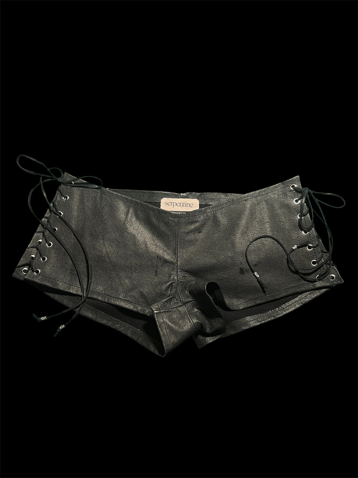 lace-up leather hotpants