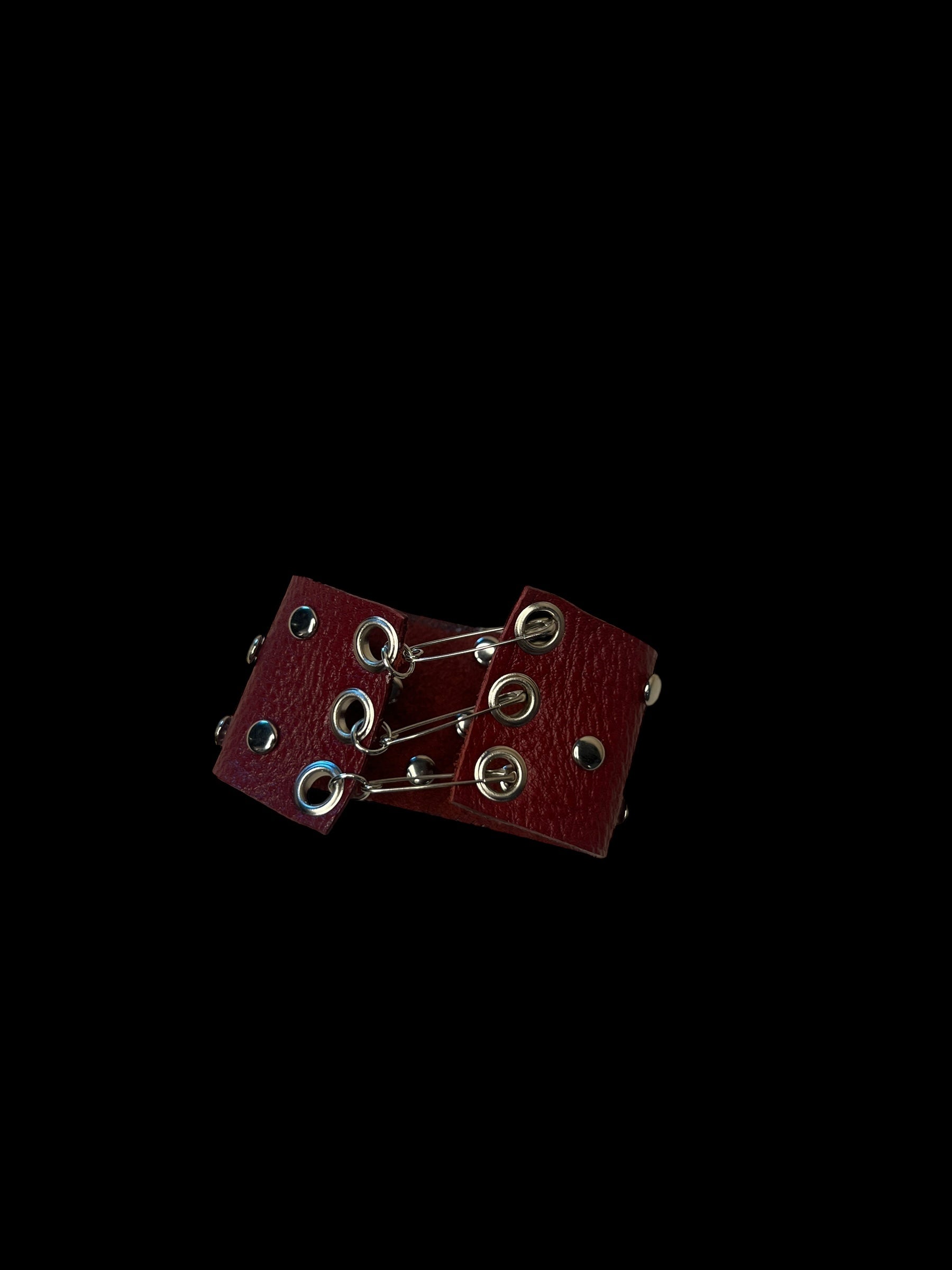 red safety stud leather cuff