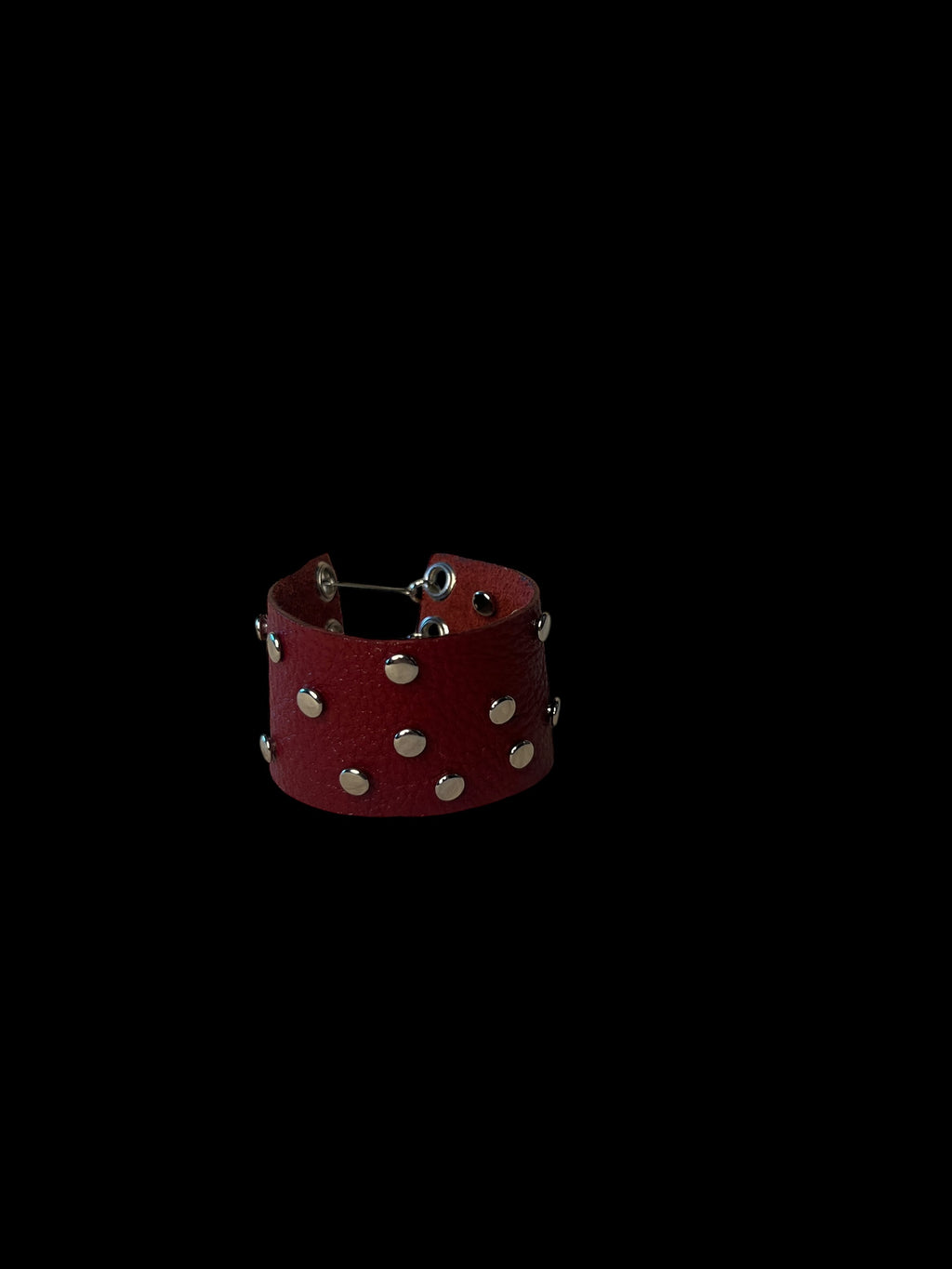 red safety stud leather cuff