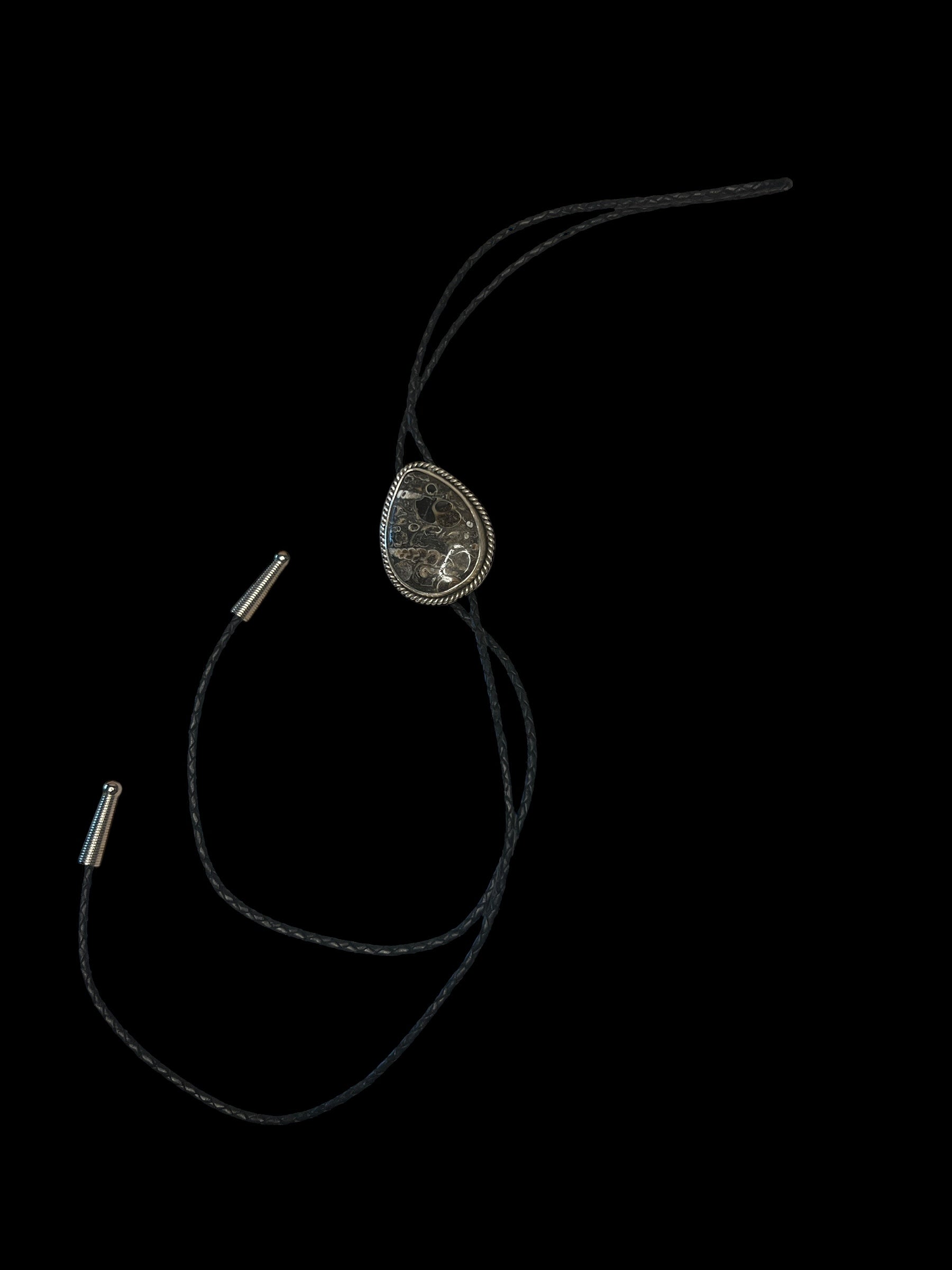 silver & leopard jasper bolo tie