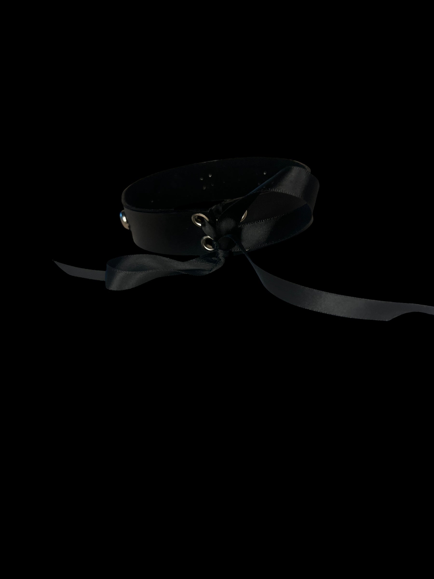 black leather studed choker