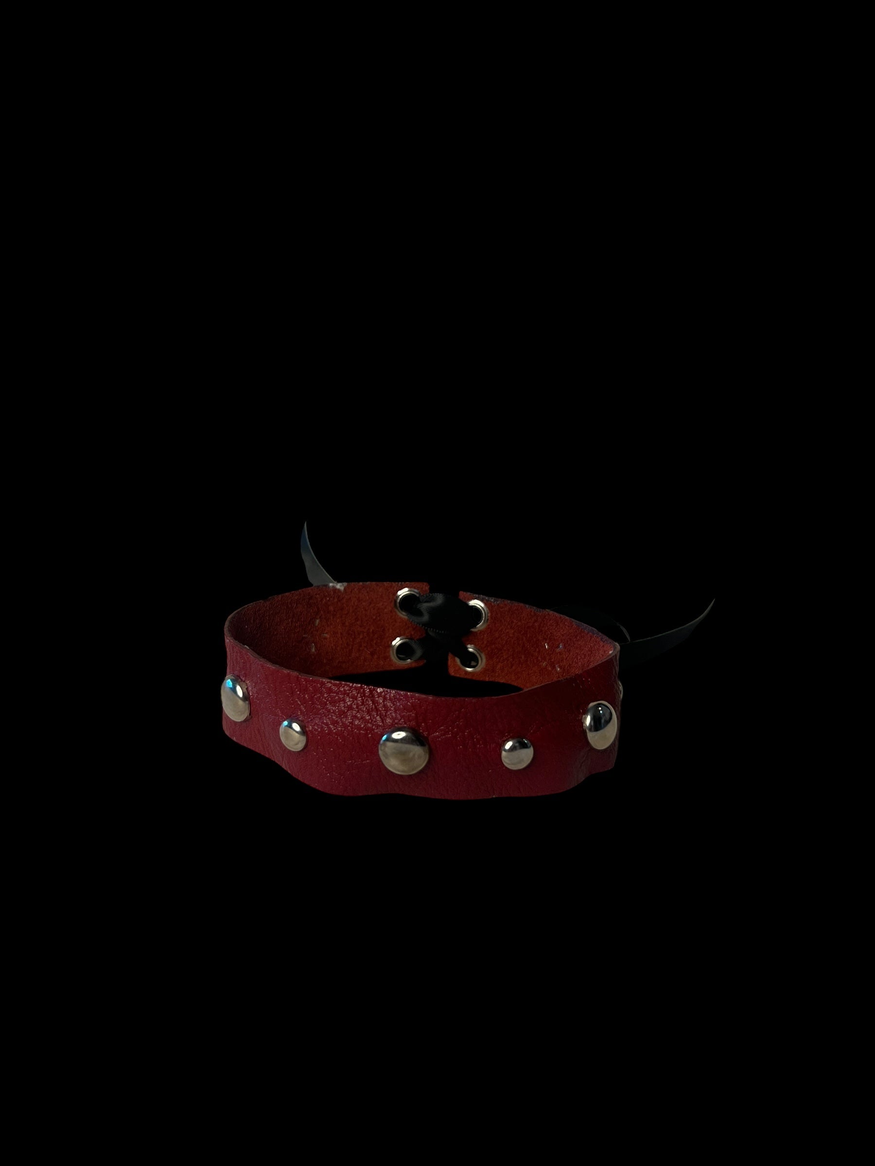 red leather studded choker