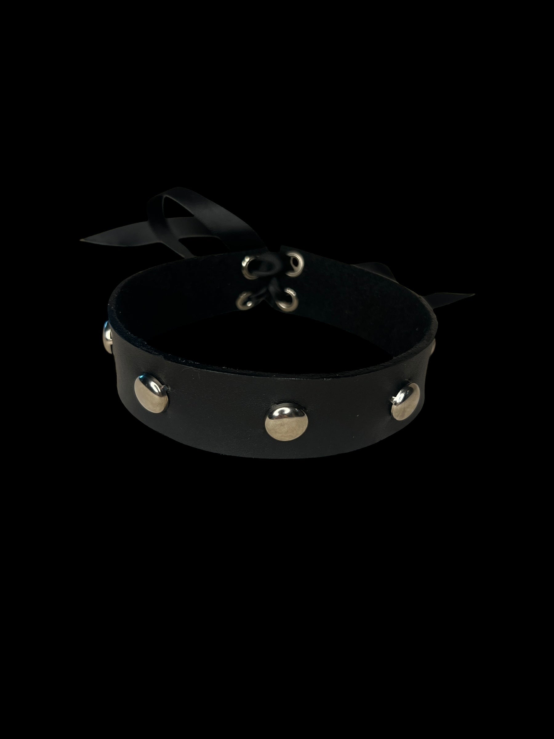 black leather studed choker