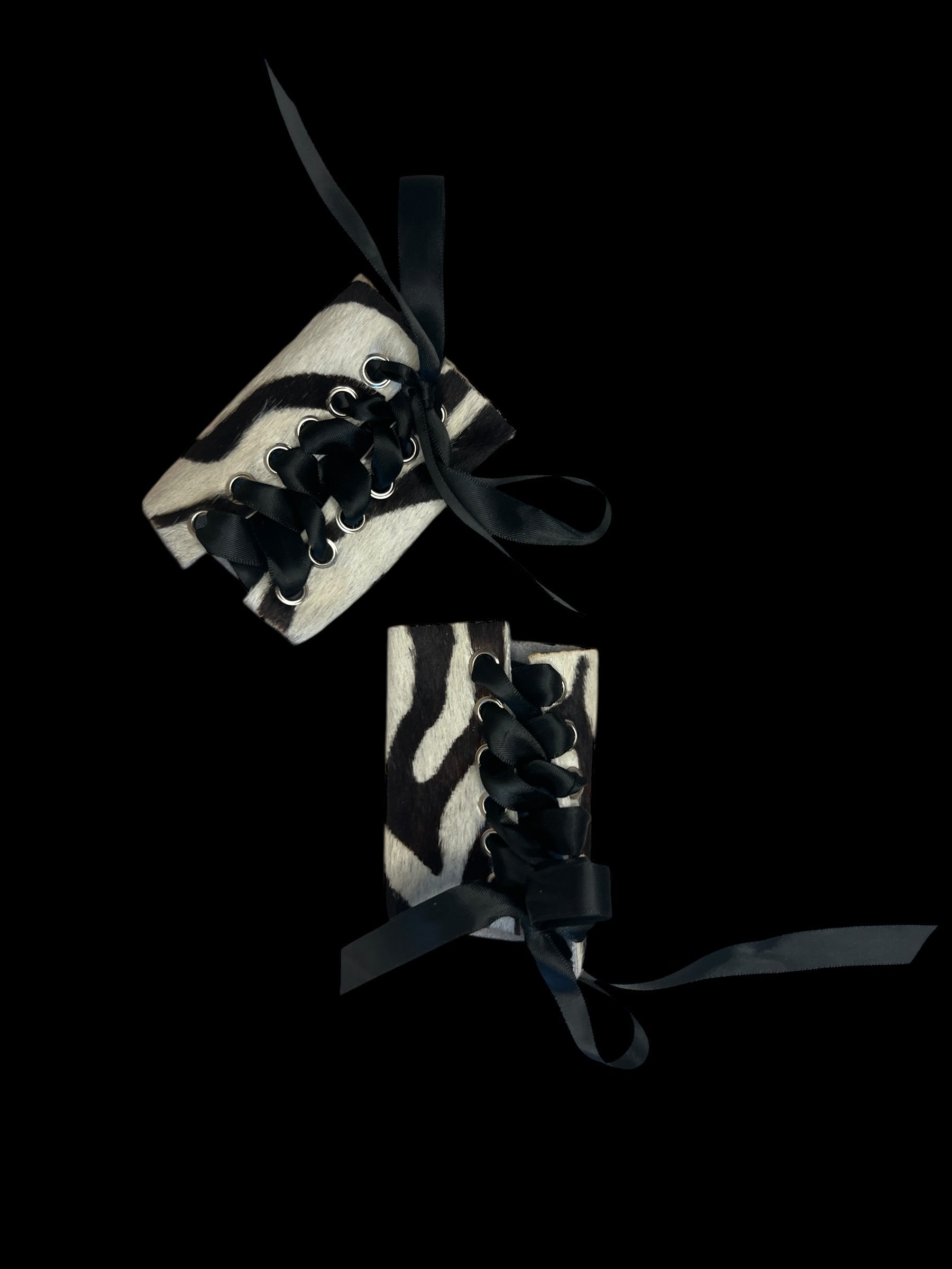 zebra ribbon corset cuffs (pair)