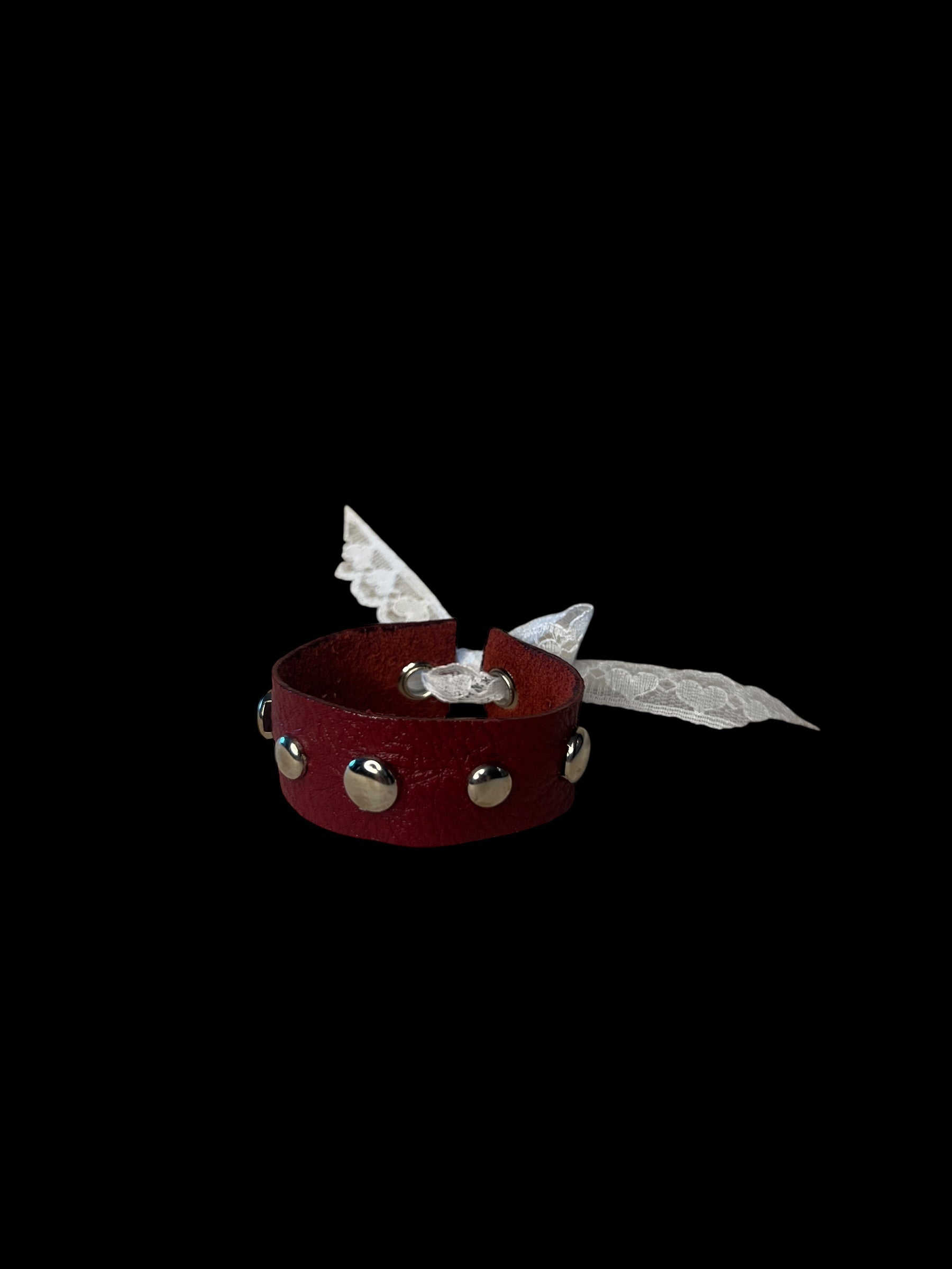 red studded leather cuff