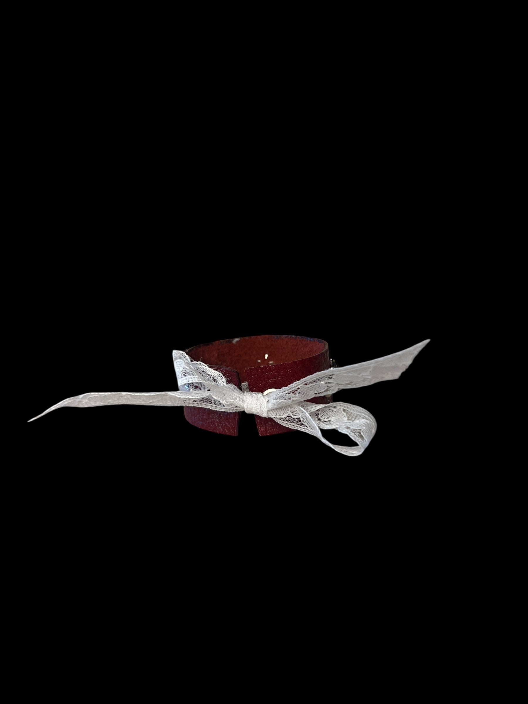 red studded leather cuff