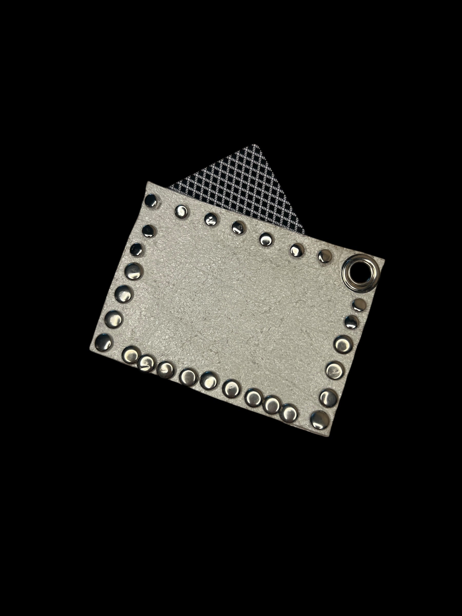 studded ivory leather card holder