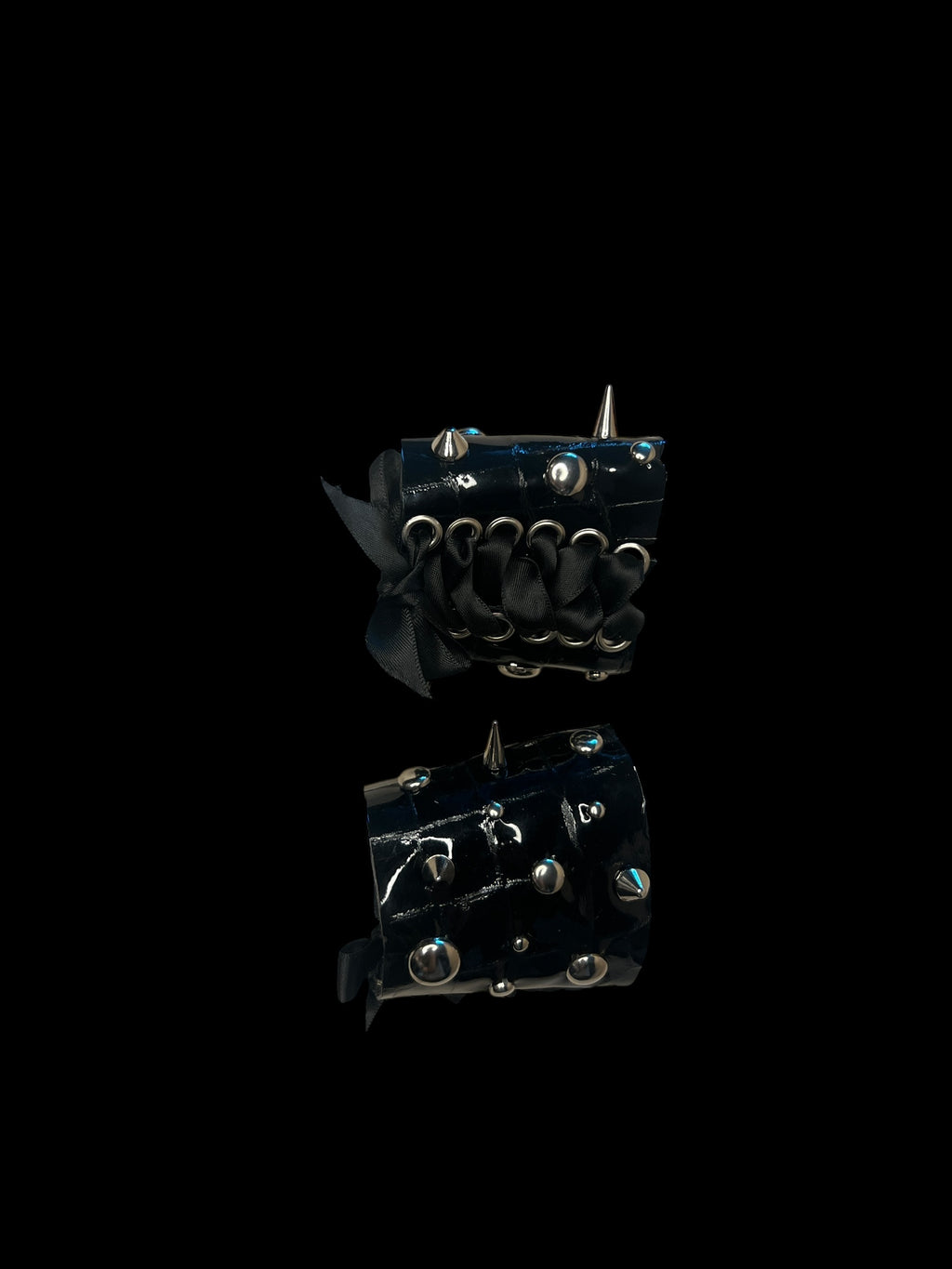 black patent spike corset cuffs (pair)