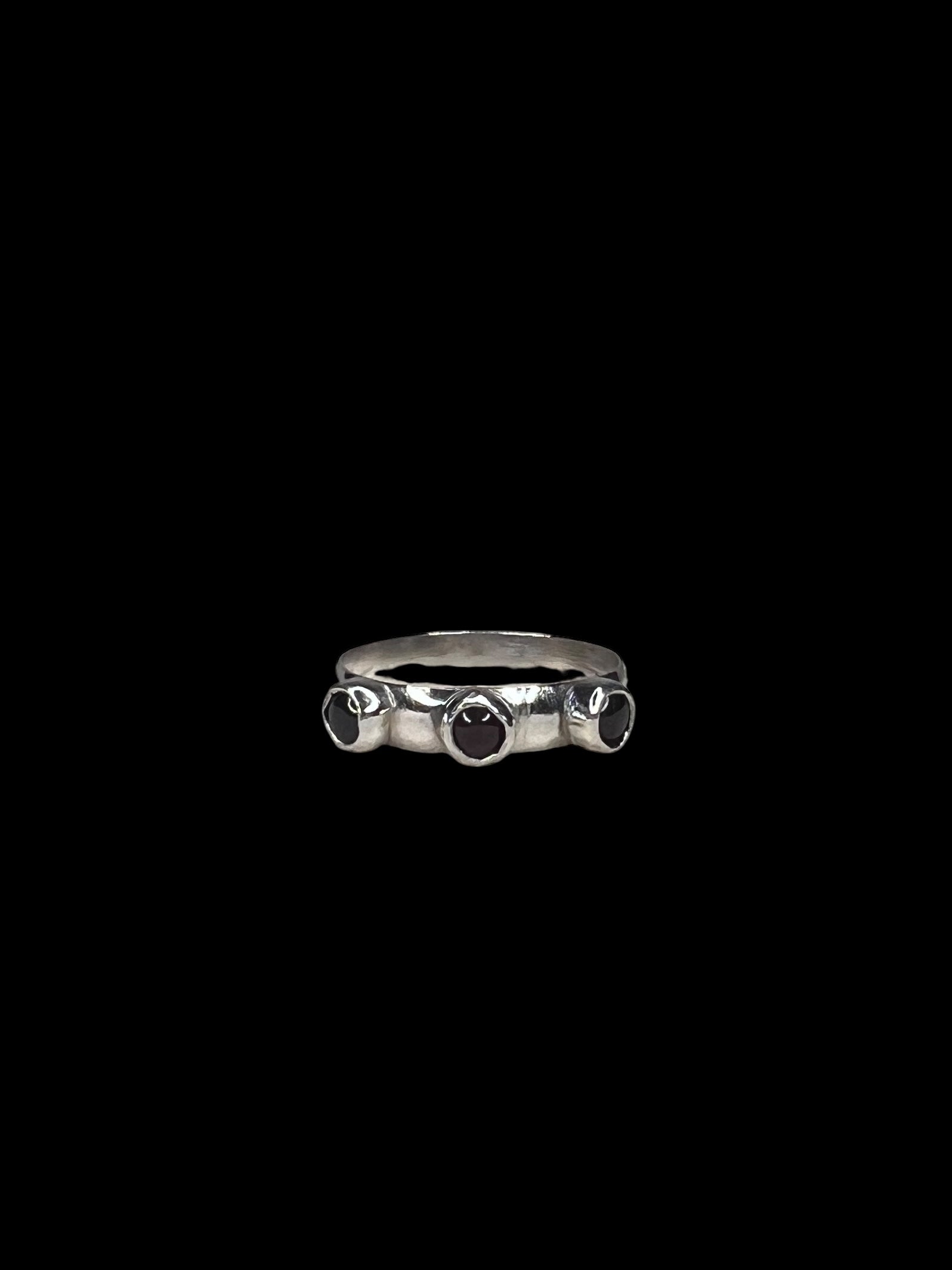 garnet studded stacker ring