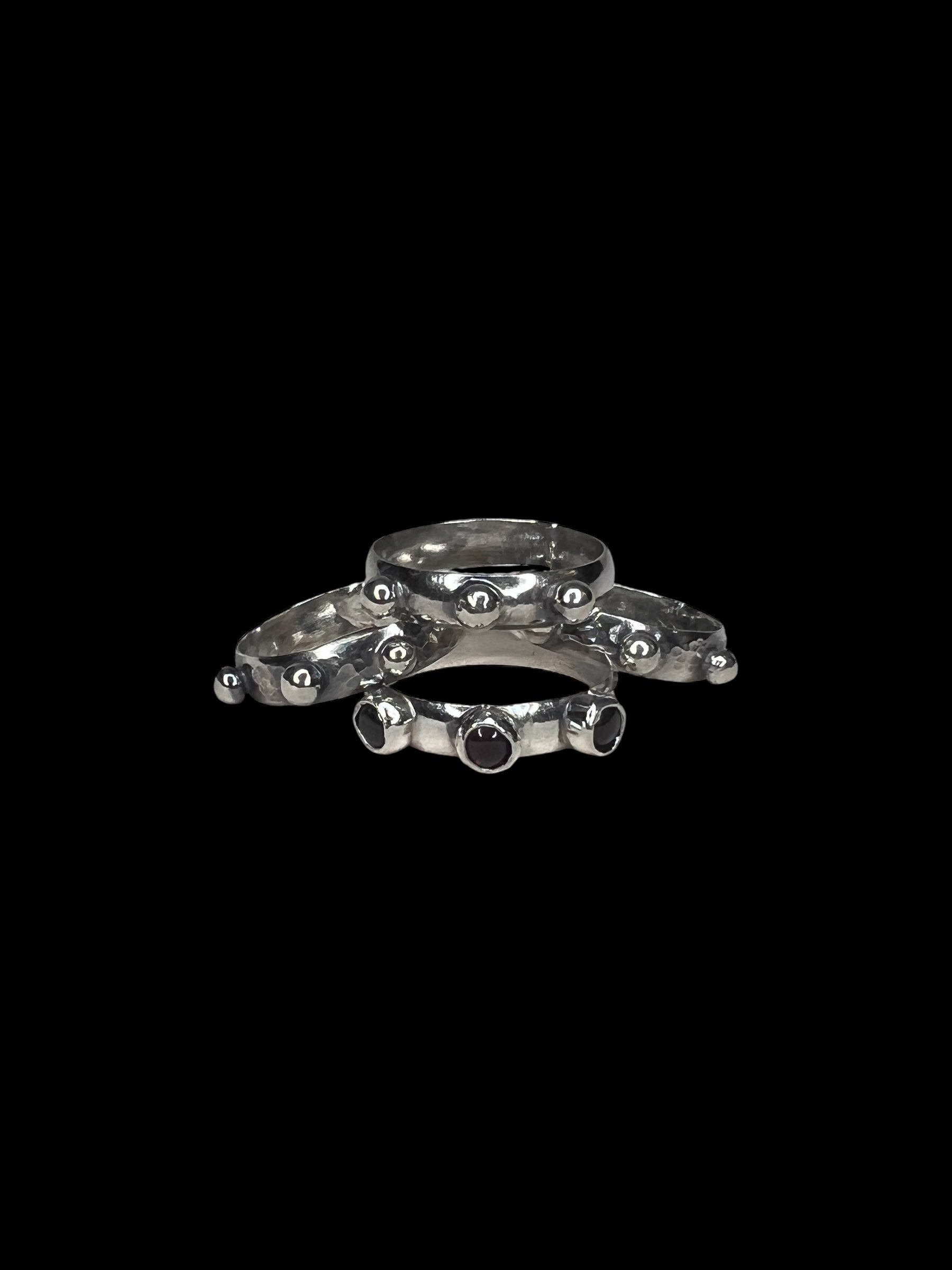 garnet studded stacker ring
